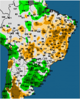 Dryness seen in NE Brazil and Soutern Argentina from 1 Dec 2016 to 16 Jan 2017