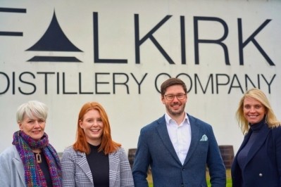 From left to right: Dr Johann Partridge (MiAlgae), Rebecca Kean (Falkirk Distillery), Douglas Martin (MiAlgae), Fiona Stewart (Falkirk Distillery). 