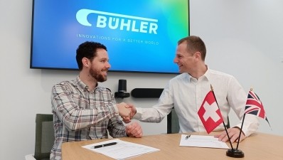 Matthew Simmonds, managing director of Entocycle, and Andreas Baumann, head of market segment insect technology at Bühler