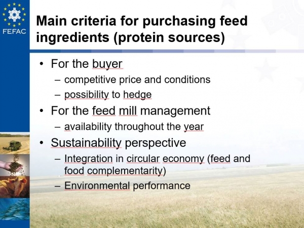 Feed industry priorities when sourcing protein raw materials © FEFAC presentation at Copa and Cogega July 2018