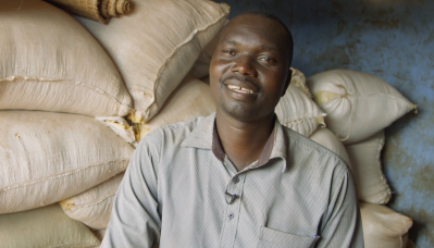 Devenish sources all raw materials from local suppliers in Uganda except the premixes which comes from Belfast, Northern Ireland. Pictured is maize supplier Emmanuel Kyalimpa. © Devenish 