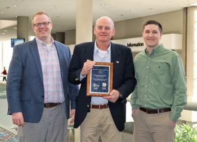 Kent Nutrition Group’s (KNG) Mason, Michigan plant wins AFIA’s 2021 Commercial Dry Feed Facility of the Year award. From left: Mike Gauss, president; Duke Tanguy, central region director of operations; and Jason Lents, senior director of operations. © AFIA 