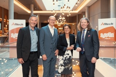 Left to Right: Michael Roe, Commercial Director of Agolin; Kurt Schaller, Managing Director of Agolin; Beatrice Zweifel, Technical Director of Agolin; and Mark Lyons, President & CEO of Alltech.