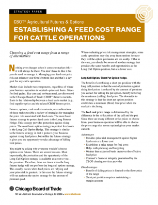 ESTABLISHING A FEED COST RANGE FOR CATTLE OPERATIONS